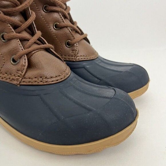 Sperry Top Sider Unisex Big Kid Size 1 Port Boot Brown & Navy Rubber Outdoor - Picture 4 of 7